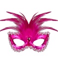 "LOUP DE BARONNE METAL ROSE AVEC PIERRE, PERLES ET BORDURE PAILLETTESET PLUMES"