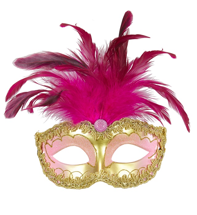 [04698] "LOUP ROYAL OR AVEC PIERRE STRASS,DECORé AVEC PLUMES"