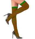 "CHAUSSETTES HAUTES RAYES ROUGE-VERT" 70 DEN