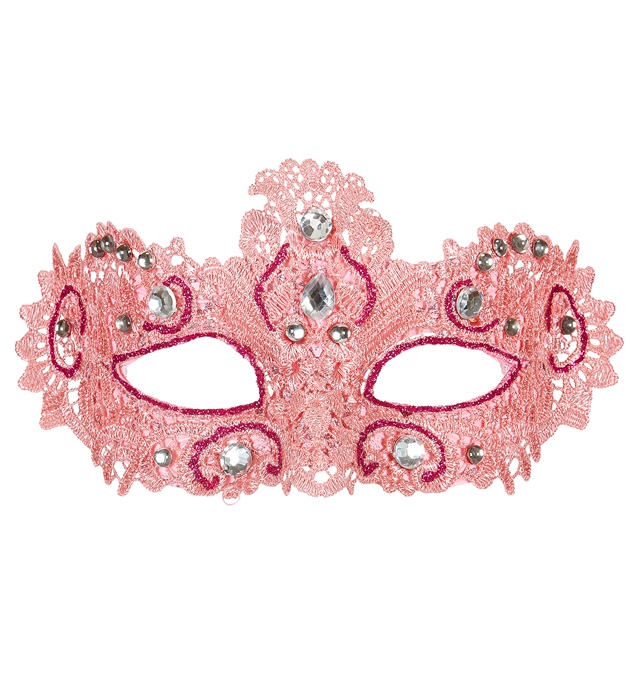 "LOUP DE NOBLE DENTELLE ROSE DECORé ET PIERRES"