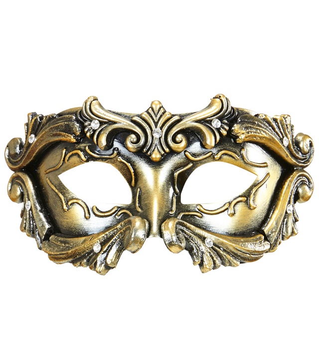 [04721] "MASQUE COLOMBINE BAROQUE BRONZE DE LUXE AVEC STRASS"