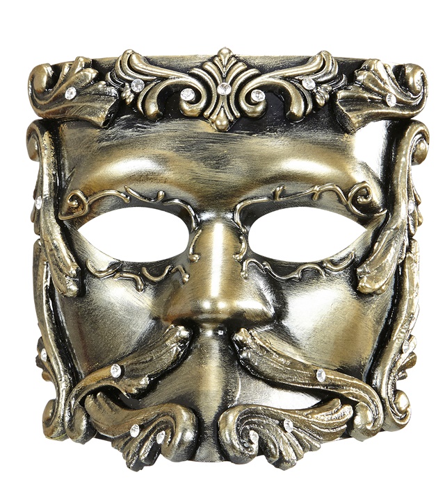 [04723] "MASQUE CASANOVA DE LUXE BRONZE BAROQUE AVEC STRASS"