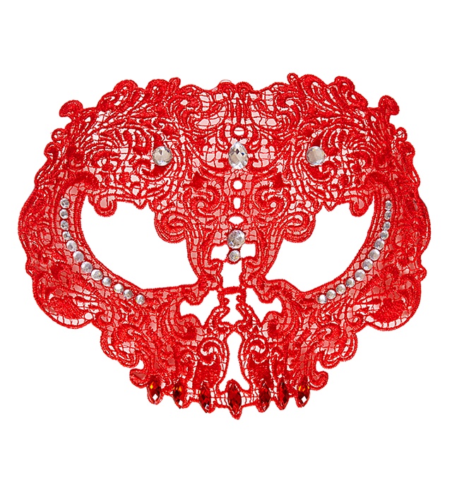 "MASQUE DENTELLE ROUGE DECORé AVECSTRASS & PIERRES"