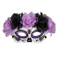 "MASQUE JOUR DES MORTS DECORE AVECROSES NOIRES ET VIOLETTES"