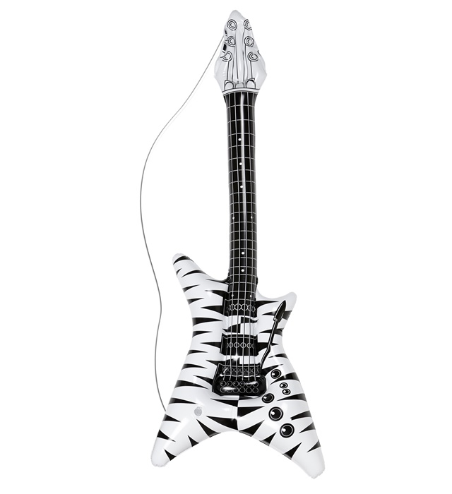 [04814] "GUITARE ZÉBRÉE GONFLABLE DE ROCK STAR" 95 cm