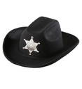 "CHAPEAU DE COW-BOY NOIR REALISTE AVEC ETOILE DE SHERIFF" taille enfant