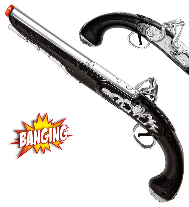 [04859] "PISTOLET DE PIRATE AVEC BRUIT DE DETONATION ET LUMIERE" 35 cm