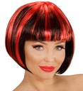"PERRUQUE FASHION STRIÉE NOIR ET ROUGE" en sachet