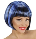 "PERRUQUE FASHION STRIÉE NOIR ET BLEU" en sachet