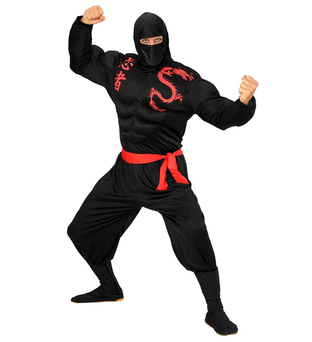 [00521] "SUPER NINJA MUSCLE" (chemise à capuche musclée, masque, pantalon, ceinture) (S)