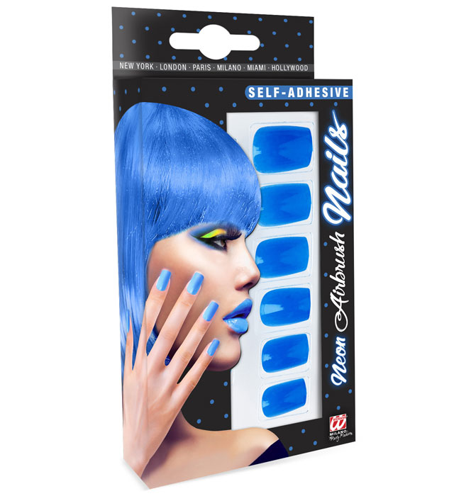 Set de "12 ONGLES BLEUS NEON AUTO-ADHESIFSµ"