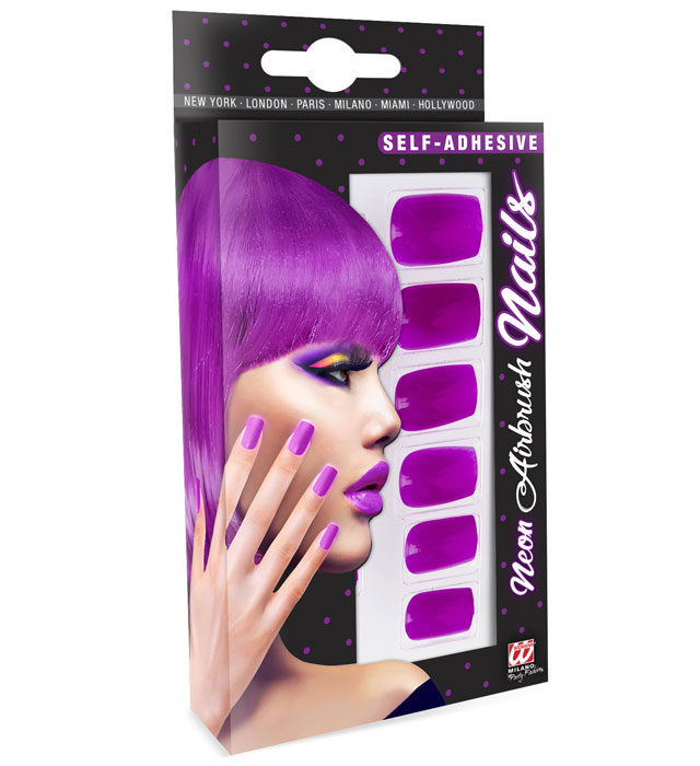 [05349] Set de "12 ONGLES NEON VIOLET AUTO-ADHESIFS"
