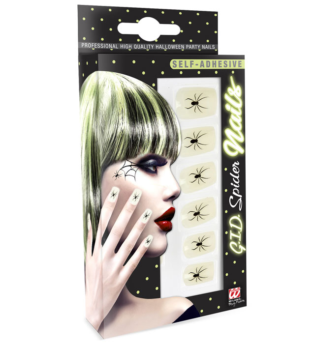 Set de "12 ONGLES ARAIGNEE AUTO-ADHESIFS ET PHOSPHORESCENTS"