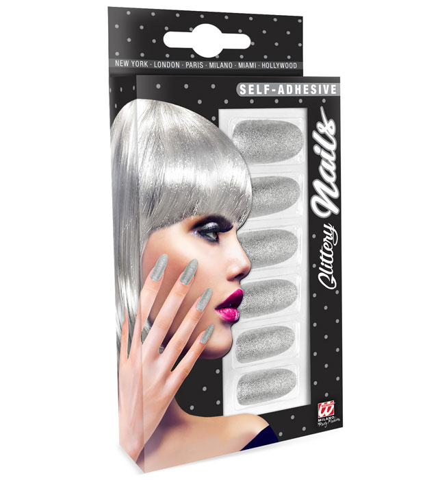 [05371] Set de "12 ONGLES METAL IRIDESCENTPAILLETE AUTO-ADHESIFS"