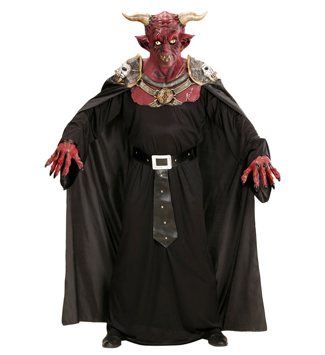 "MASQUE DE DEMON GUERRIER DE ENFERAVEC ARMURE ET CAPE"