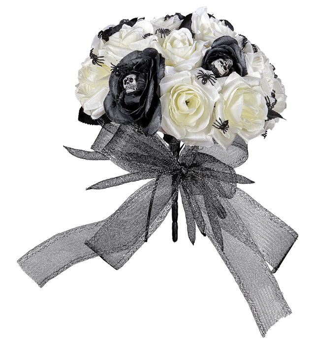 "BOUQUET DE MARIAGE D'HALLOWEEN AVEC CRANES ET ARAIGNEES"