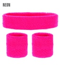 "SET COMPLET DE BANDEAUX ROSES NEON" (bandeau,2 bandeaux de poignets)