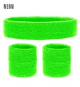 "SET COMPLET DE BANDEAUX VERTS NEON" (bandeau,2 bandeaux de poignets)