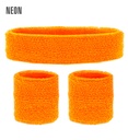 "SET COMPLET DE BANDEAUX ORANGES NEON" (bandeau,2 bandeaux de poignets)