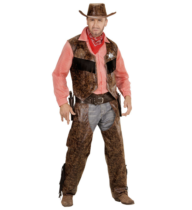 "COW-BOY" (chemise avec gilet, chaps, chapeau)