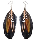 "Paire de "BOUCLES D'OREILLES A PLUMES ET PERLES"