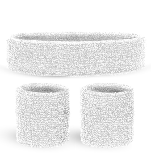 "SET BANDEAUX BLANCS ANTI TRANSPIRANT" (bandeau et 2 bracelets)