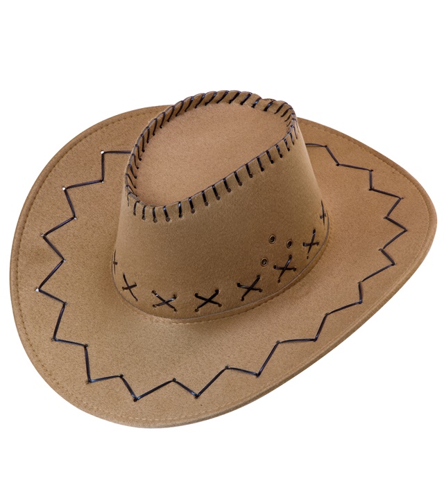"CHAPEAU DE COW-BOY BRUN EN SUEDINE"