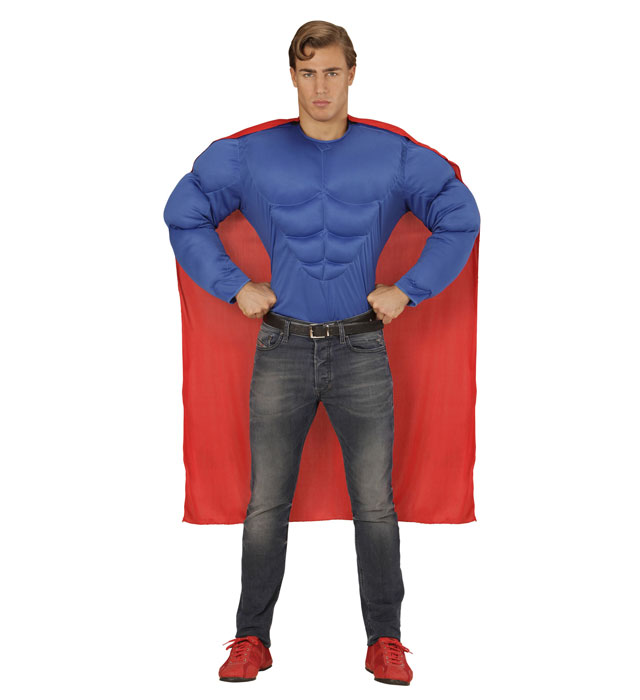 [00621] "SUPER HERO MUSCLE" (chemise muscles, cape) (S)