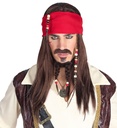 "PERRUQUE PIRATE DES CARAIBES AVEC BANDANA, MOUSTACHE & BARBICHE PERLES"