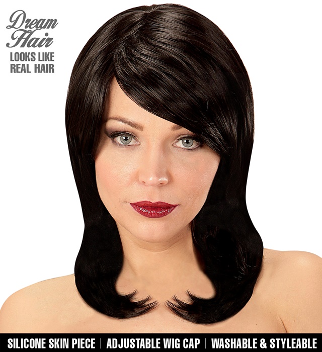 [06425] "PERRUQUE MEGAN NOIRE DREAM HAIR" en boite couleur