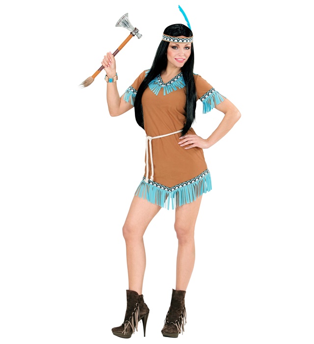 "INDIENNE" (robe, ceinture, bandeau avec plumes)