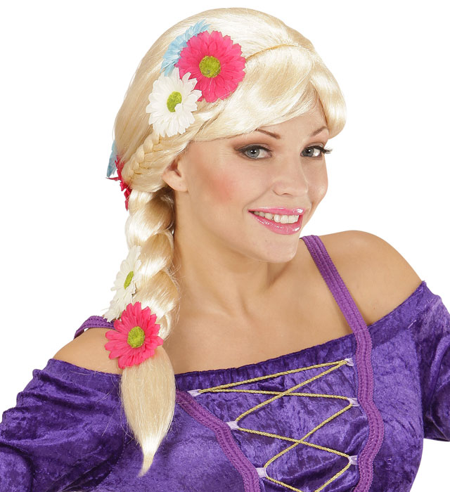 "PERRUQUE RAPUNZEL AVEC FLEURS" enboite
