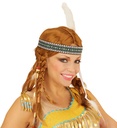 "PERRUQUE D'INDIEN CHIPPEWA AVEC COUETTES, PERLES, BANDEAU ET PLUME" en boite