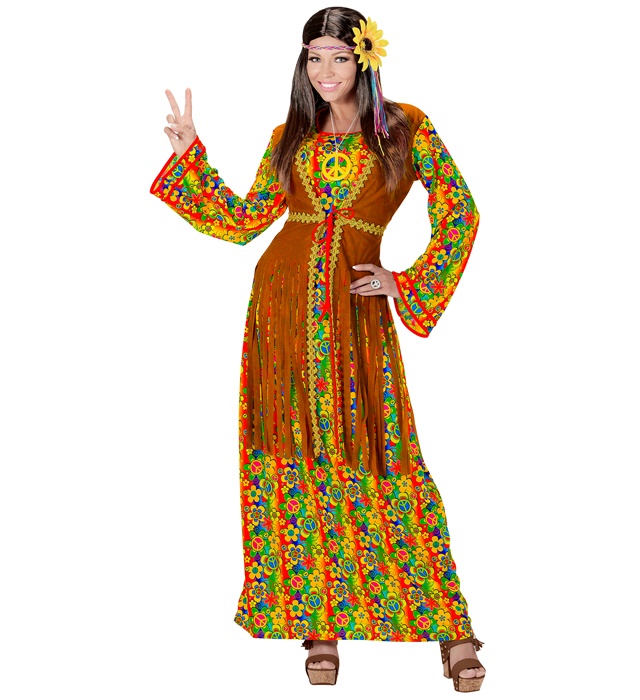 "FEMME HIPPIE" (robe avec veston, collier peace & love)