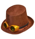 "HAUT-DE-FORME STEAMPUNK AVEC LUNETTES EN FEUTRE EFFET LAINE" 15 cm