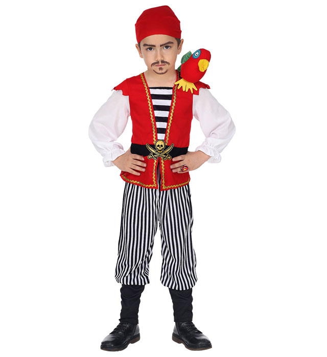 [06979] "PIRATE" (chemise avec gilet et ceinture, pantalon, perroquet, bandana) (104 cm / 2-3 Years)