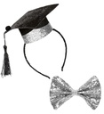 Set de "DIPLÔME" (mini-chapeau de diplômé sur bandeau & n ud papillon)