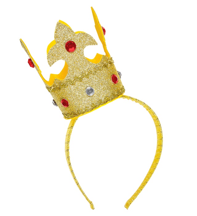 [07061] "SERRE-TETE MINI COURONNE A PAILLETTES DOREE AVEC PIERRES"
