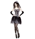 "MARIEE SQUELETTE" (robe, mitaines, voile de mariée)