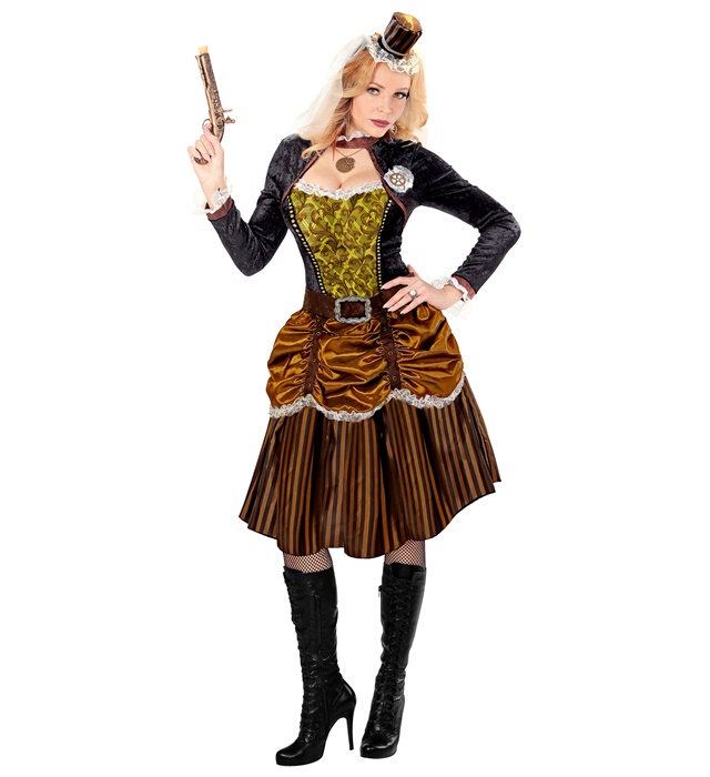 "STEAMPUNK" (robe, ceinture,mini-chapeau)