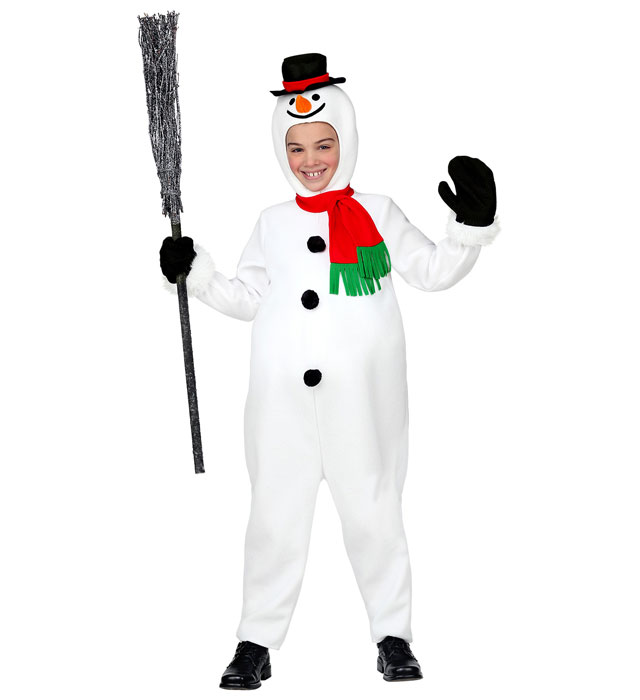 "BONHOMME DE NEIGE" (salopette avec ventre rembourré, casque avec masque, gants, écharpe)