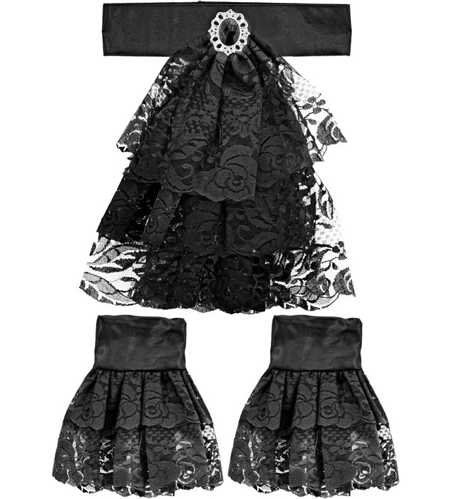 [07779] "JABOT EN DENTELLE AVEC BIJOUX ET POIGNETS"