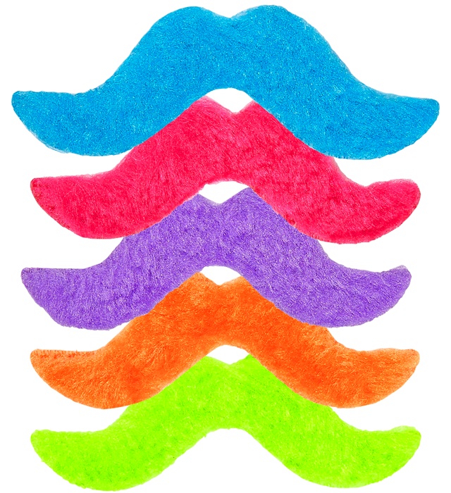 [07784] Set de "5 MOUSTACHES ADHÉSIVES COLORÉES"