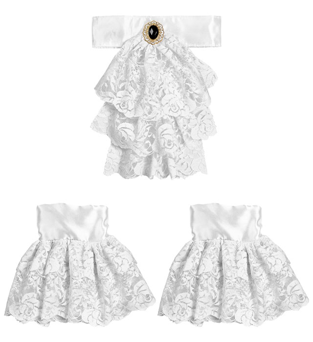 [07799] "JABOT EN DENTELLE AVEC BIJOUX ET POIGNETS"