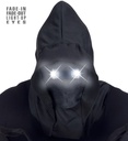 "MASQUE À CAPUCHE VISAGE INVISIBLE ET YEUX LUMINEUX BLANC A EFFET DE FONDU"