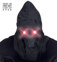 "MASQUE À CAPUCHE VISAGE INVISIBLE AVEC YEUX LUMINEUX ROUGES A EFFET DE FONDU"