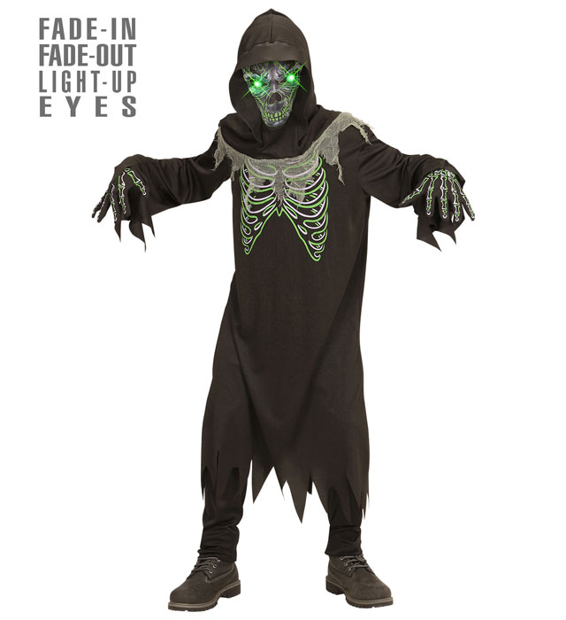 "FAUCHEUSE" (tunique, gants, masque avec yeux effets lumineux)
