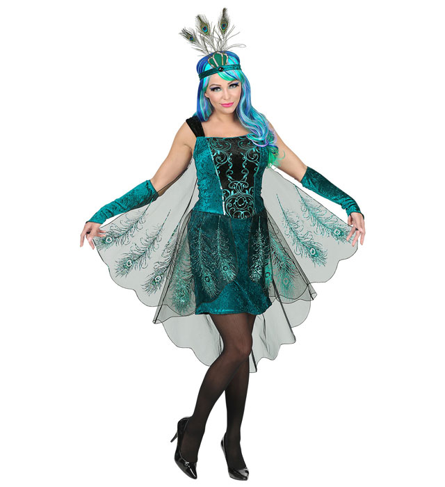 "PAON" (robe avec voiles de queue de paon, chauffe-bras, bandeau)