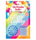 Set de "16 BOUGIE DECORATION GÂTEAU HAPPY BIRTHDAY AVEC SUPPORT" bleu