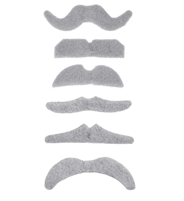 [0823C] "MOUSTACHE GRISE" adhesive - 6 styles ass.